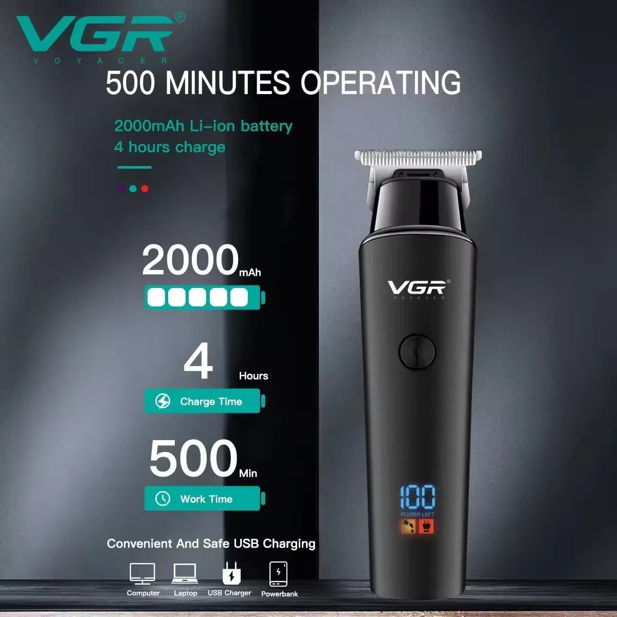 VGR Professional Rechargeable Hair Trimmer